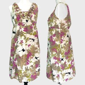 LOFT graphic floral print silk blend petite dress size 8P